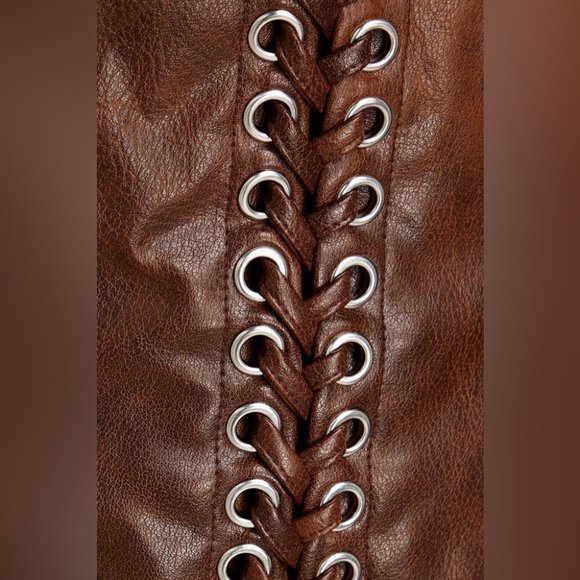 ROTATE BIRGER CHRISTENSEN Lace-up distressed faux leather mini dress - Picture 8 of 16